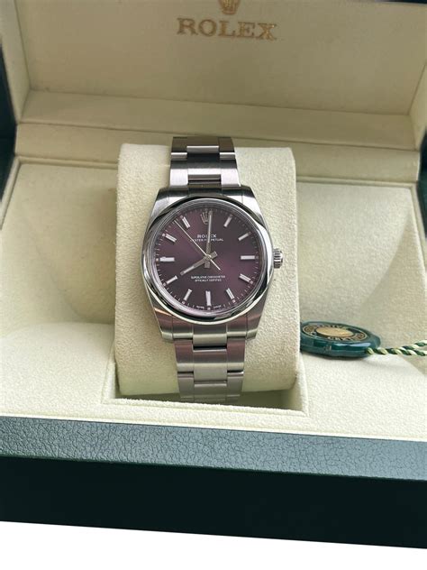 rolex red grape 34mm|rolex oyster perpetual red grape.